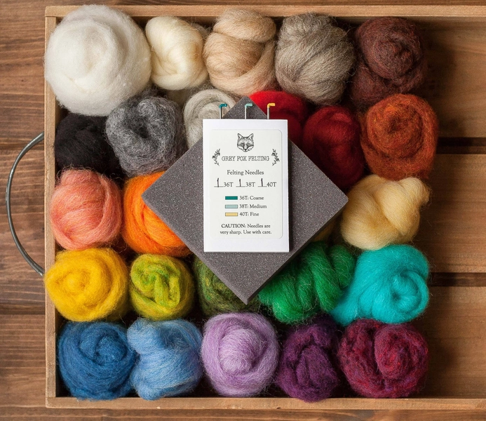 Needle Felting Kit - Craft Kit - Beginner - DIY Kit - Christmas Gift - Starter - Wool Batting - Wool Roving - Learn to Felt - Creative
