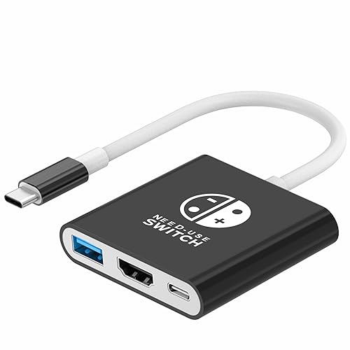 Dnkeaur Switch Dock for Nintendo Switch & OLED, Switch Docking Station for TV, Nintendo Switch Base Accessories, Portable Switch Travel Dock, USB C to HDMI Adapter for Steam Deck/MacBook/Laptop, Black - Black & White