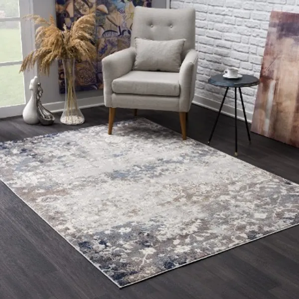 Rug Branch Havana Collection Traditional Distressed Area Rug Large (8x11 feet) - 7'9" x 10'8", Navy Blue