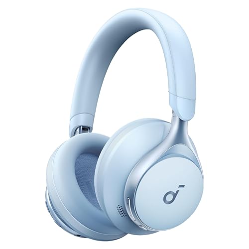 Soundcore by Anker, Space One, Active Noise Cancelling Headphones, 2X Stronger Voice Reduction, 40H ANC Playtime, App Control, LDAC Hi-Res Wireless Audio, Comfortable Fit, Clear Calls, Bluetooth 5.3 - Sky Blue