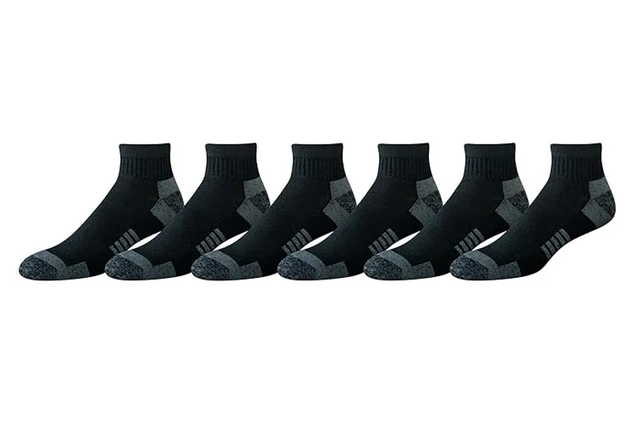 Amazon Essentials Men's Performance Comfortable Cotton Cushioned Breathable Athletic Ankle Socks, 6 Pairs
