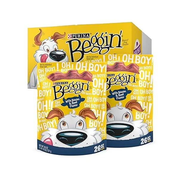 Purina Beggin' Strips With Real Meat Dog Treats With Bacon and Beef Flavors - (Pack of 2) 26 oz. Pouches