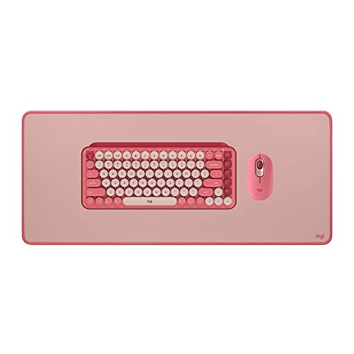 Logitech POP Keys Mechanical Wireless Keyboard with POP Mouse, Wireless Mouse and Desk Mat - Heartbreaker Rose - POP Keys + POP Mouse + Desk Pad