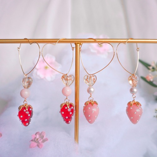 Strawberry Sugar Cookie Earrings - Pink