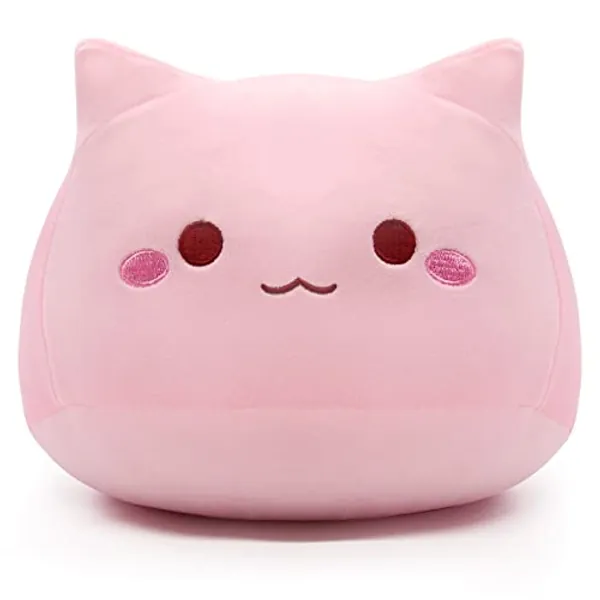 KOPHINYE Pink Cat Plush Pillow Cat Stuffed Animal Toys, 8Inch Cute Pink Cat Stuffed Animals, Soft Stuffed Cat Doll Kawaii Home Decorations Birthday Chirstmas Gifts for Kids