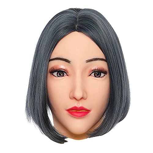 KUMIHO Female Crossdresser Mask Realistic Silicone Mask Halloween Mask for Cosplay Drag Queen Party Alice Weiß - Weiß