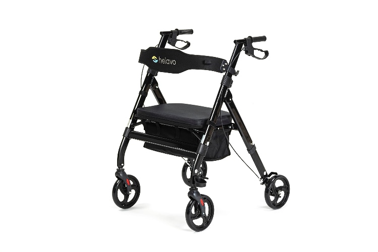 Helavo Bariatric Walker with Large, Height-Adjustable Seat - Extra Wide Heavy Duty Rollator for Seniors - 500 lbs Weight Capacity - 