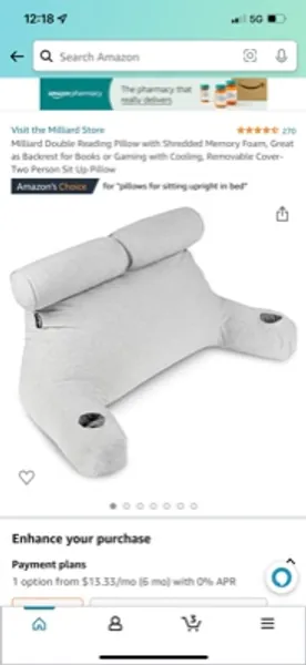 Amazon.com: Milliard Double Reading Pillow with Shredded Memory Foam, Great as Backrest for Books or Gaming with Cooling, Removable Cover-Two Person Sit Up Pillow : Home & Kitchen