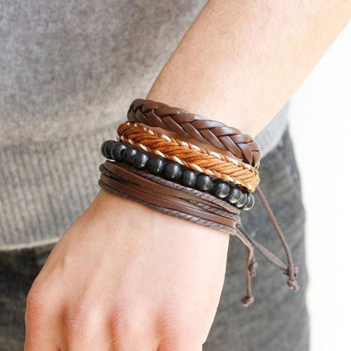 Unisex Street Style Multi-Layered Design Bracelet - A / 21cm