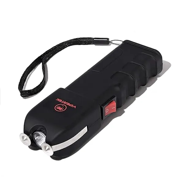 VIPERTEK VTS-989 Stun Gun for Self Defense Rechargeable with LED Flashlight - Black-1