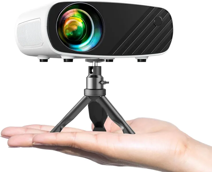 ELEPHAS Mini Projector, HD 1080P Supported Projector with Tripod and Carry Bag, 10000L Portable Outdoor Movie Projector, Compatible with AndroidOS/Windows/TV Stick/HDMI/USB