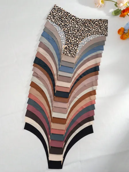 21pcs Women's Leopard Print Triangle Panties