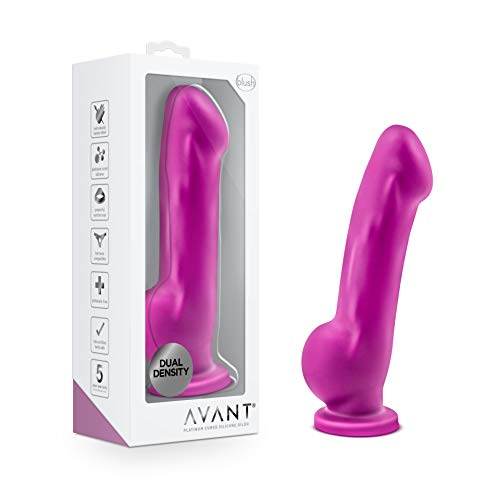 Blush Novelties Avant Ergo - Sensa Feel Ultra Soft Dual Density Purio Platinum Silicone Dildo - 7 Inch - 1.5Wide - Ultrasilk Smooth - Strap On Compatible Suction Cup - Hands Free Sex Toy