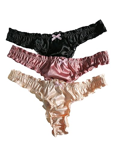 GORGLITTER Women's 5pack Floral Print Low Rise Panty Set Frill Trim Textured Soft Underwear - Small - Black Pink Beige