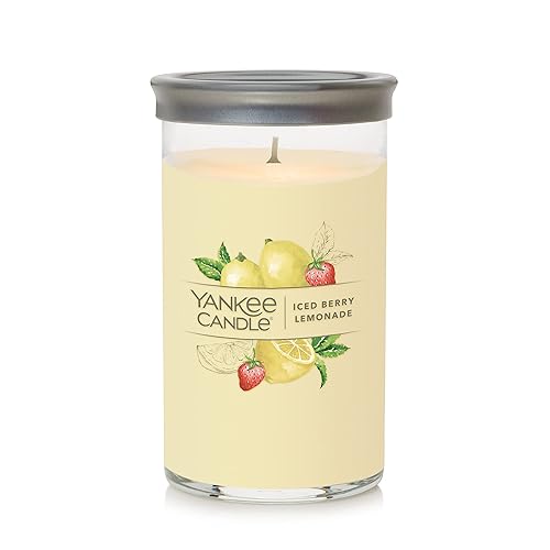 Yankee Candle Iced Berry Lemonade Signature Medium Pillar Candle, 14.25oz - Iced Berry Lemonade - Signature Medium Pillar