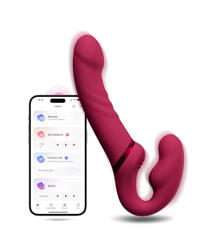 LOVENSE Lapis Strapless Strap on Dildos Double-Ended G Spot Vibrator with Flexible Bulb Vibrating Butt Plug Adult Toy & Game Remote Control Clitoral Stimulator Sex Toys for Women Lesbian Couple