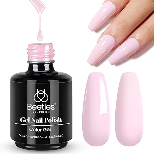 beetles Gel Polish Spring Pink Gel Polish 15ml Barely Pink Nails Gel Soak Off LED Nail UV LED Lamp Pastel Nail Art Manicure Salon DIY Home 0.51Oz Gel Gift for Women - 0-0-3-B-Barely Pink