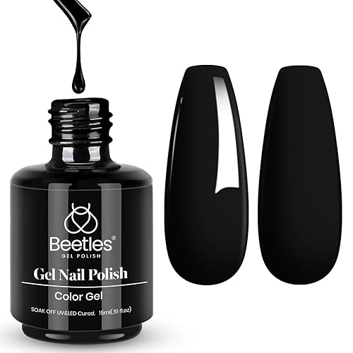 Beetles Black Gel Nail Polish, 1 Pcs 15ml Audrey Black Color Soak Off Gel Polish Nail Art Manicure Salon DIY Uv Lamp Nail Design Decoration at Home Gift for Women - 0-0-0-Audrey Black