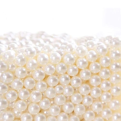 Makeup Beads for Brushes, Art Faux Pearls, HBlife 1100-Piece Round Pearl Beads to Hold Makeup Brush, Lipstick, Mascara, Eyeliner, 8mm (Beige) - Beige