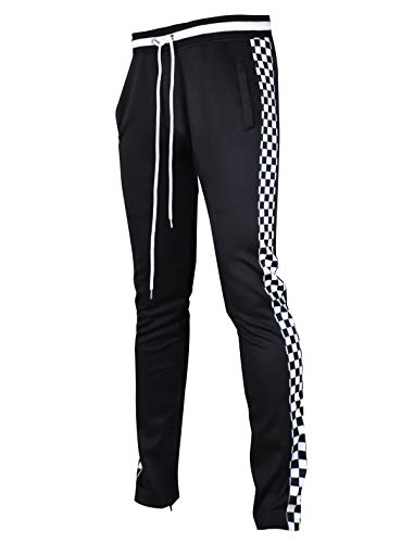 Screenshotbrand Mens Hip Hop Premium Slim Fit Track Pants - Athletic Jogger Bottom with Side Taping - X-Large S41700-red