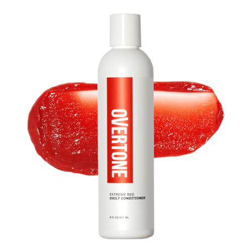 oVertone Haircare Daily Conditioner - 8 oz Semi-permanent Hair Conditioner With Shea Butter & Coconut Oil - Prevent Fading & Refresh Color - Vegan, Cruelty-Free - Extreme Red - Extreme Red