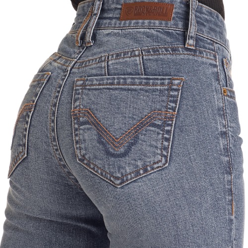 Rock & Roll Denim Women's Medium Wash Embroidered Trouser Jeans
