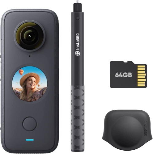 Insta360 ONE X2 Selfie Stick Kit – 5,7K 360° Action Kamera mit Stabilisierung, Wasserfest Dank IPX8, Touchscreen, automatische Videobearbeitung, Sprachsteuerung - ONEX2 Selfie Stick Kit