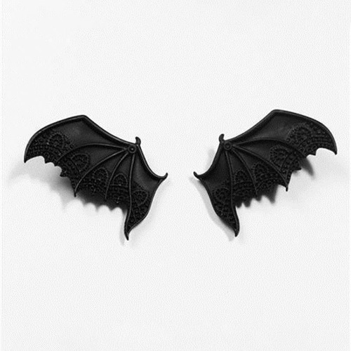 Ornate Bat Wing Hair Clips - Black