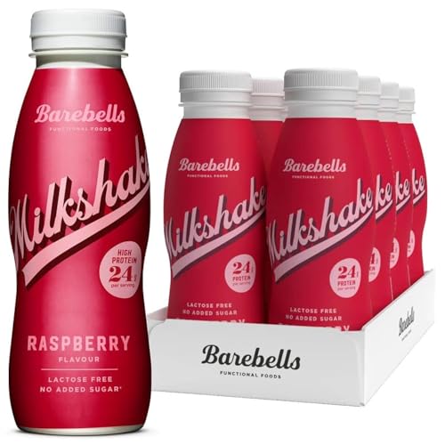Barebells Protein Shakes | High Protein Low Carb Shakes | Post Workout Milkshake Drinks | No Added Sugar, Gluten Free, Lactose-Free Protein Shake | 24g Protein | RTD | 8x330ml | Raspberry Flavour - Raspberry