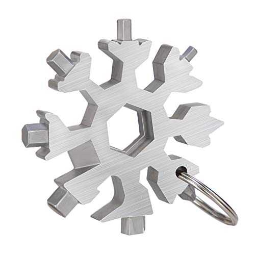 Snowflake Multitool,18-in-1 Stainless Steel Snowflake-Tool Includes Snow Bottle Opener/Flat Phillips Screwdriver Kit,EDC Snowflake Tool Durable and Portable to Take