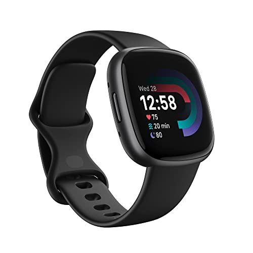 Fitbit Versa 4 Fitness Smart Watch for Men and Women with Daily Readiness, Gps, 24/7 Heart Rate, 40+ Exercise Modes, Sleep Tracking and More, Black/graphite, One Size (S and L Bands Included) - Black/Graphite