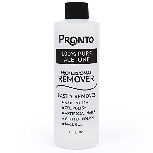 Pronto 100% Pure Acetone - Quick, Professional Nail Polish Remover - For Natural, Gel, Acrylic, Sculptured Nails (8 FL. OZ.) - 8 Fl Oz (Pack of 1)