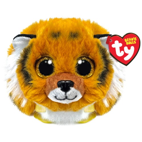 Ty Beanie Balls - Clawsby de tijgerrood met gouden ogen glitter, zachte en ronde pluche dieren om te verzamelen - 8 cm - T42552