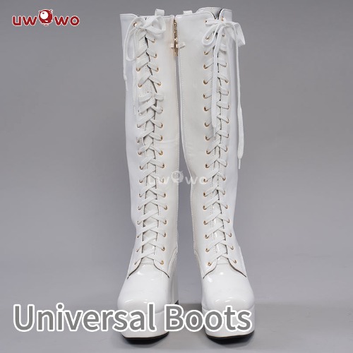 Uwowo Cosplay Shoes Universal Shoes Boots Black Blue White Rose High Tube Boots - White / 38
