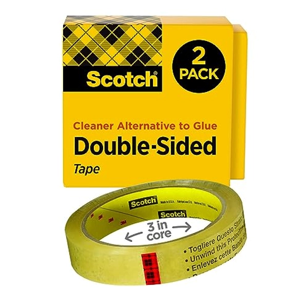 Scotch Double-Sided Permanent Tape, 2 Rolls, 3/4 in x 1296 in, 3-inch core, Clear, Strong Adhesive for Scrapbooking, Crafts and Projects (665-2P34-36)