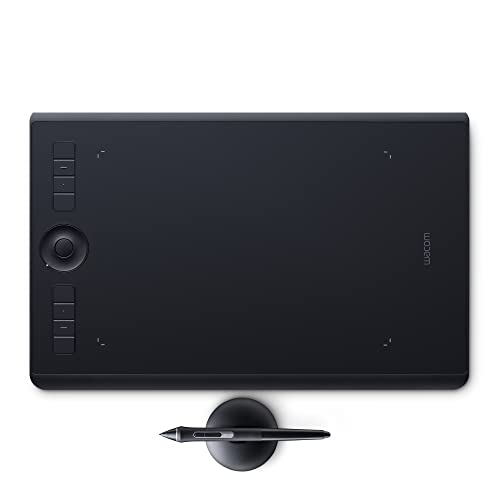 Wacom Intuos Pro Medium Bluetooth Graphics Drawing Tablet, 8 Customizable ExpressKeys, 8192 Pressure Sensitive Pro Pen 2 Included, Compatible with Mac OS and Windows,Black - Medium - Regular