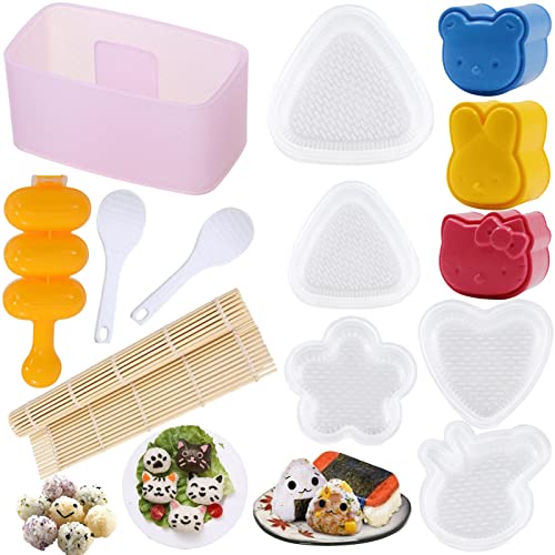 Gpurplebud Onigiri Mold Set 13pcs - Spam Musubi Maker Press Rice Ball Mold Sushi Rolling Mat Rice Mold Musubi Maker Sushi Making Kit for Kids Lunch Bento and Home DIY - A13pcs