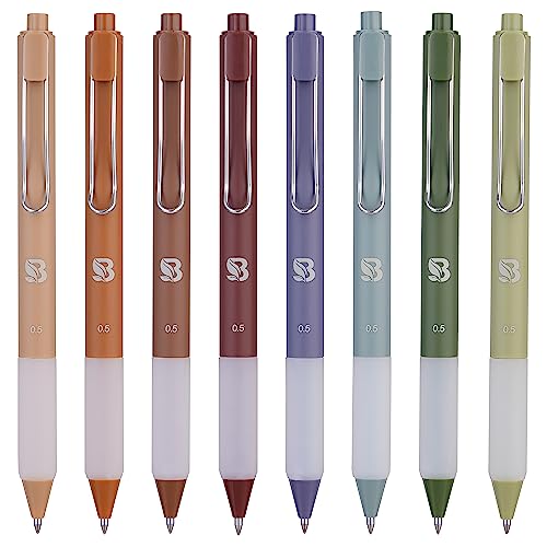 BLIEVE Gel Pens - Earthy, Matte Finish, Smooth Writing, No Bleed - For Journaling, Bible Notes, Drawing - Cute School Supplies, 8 Pack - Earthy