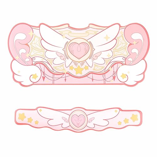 GeekShare Kawaii Mouse Pad Wrist Rest Support Set - Non-Slip Rubber Base Desk Mat and Memory Foam Wrist Rest for Keyboard and Mouse,Perfect for Gaming,or Home Office Work - Star Wings Series - Pink