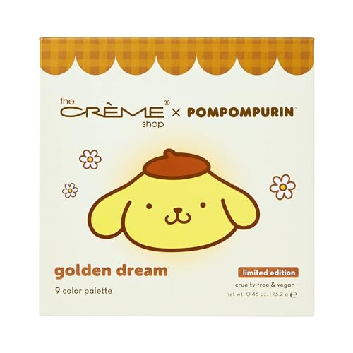 The Crème Shop x Sanrio Pompompurin Golden Dream Eyeshadow Palette: 9 Shades Matte Shimmer Metallic Extended Wear Pigmented Mirror Included Silky Blendable Textures (Set of 1) - Pompompurin