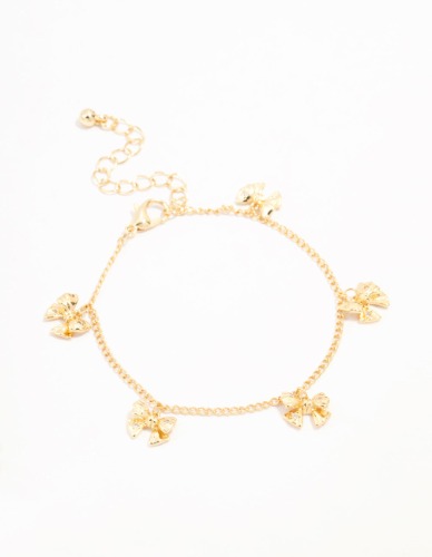 Real Gold Plated  Mini Bow Station Bracelet | Default Title
