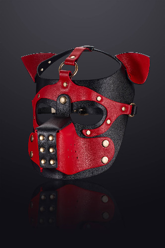 Vortex Leather Bondage Puppy Hood Red - Red