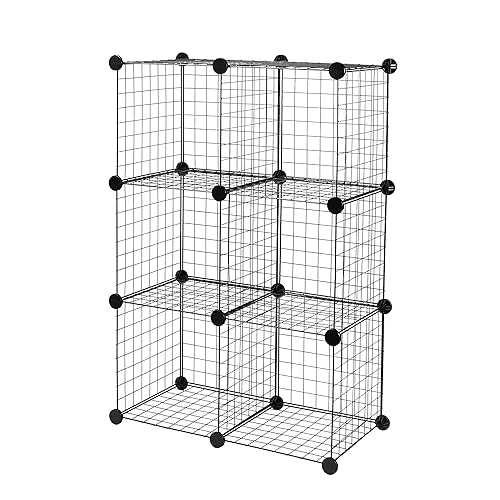 6-Cube Wire Grid Stackable Storage Shelves