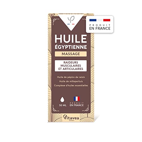 Yves Ponroy - Huile Egyptienne Relaxation Musculaire - Huile de Massage Raideurs Musculaires et Articulaires - Huiles de Pépin de Raisin et de Millepertuis - 50 ml - Fabriqué en France