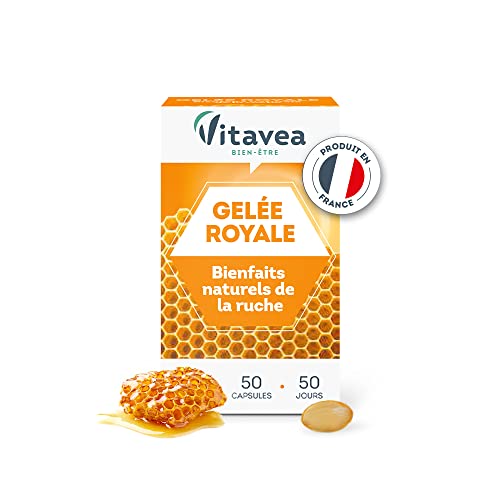Vitavea - Complément Alimentaire Gelée Royale Encapsulée - Bienfaits Naturels de la Ruche - Tonus et Vitalité - Produit de la Ruche - 50 Capsules - Cure de 50 jours - Fabriqué en France - Gelée Royale 200 mg