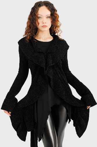 Lunar Owl Cardigan | L / Black / 91% Polyester 9% Polyamide