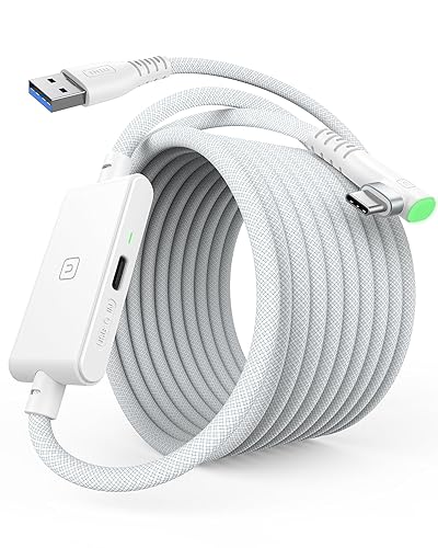 INIU 16ft Premium VR Link Cable with Charging, USB 3.0 Compatible with Meta Quest 3s, Oculus Quest 3/2/Pro, Pico 4, PC VR & Steam VR - Perfect White VR Accessory, Ideal Gift Choice - White