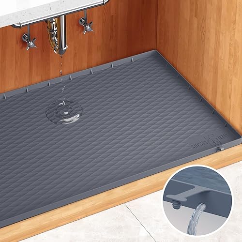 Premium Quality Under Sink Mat for Kitchen Waterproof 34" x 22" Silicone Under Sink Tray for Kitchen & Bathroom - Cabinet Organizers and Storage Sink Drip Tray