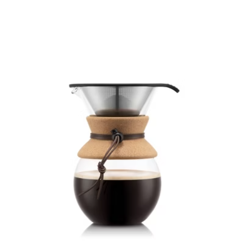 Bodum 8 Cup 34oz Pour Over Coffee Maker: Drip Coffee Pot with Permanent Screen Filter, Cool Touch Handle, Dishwasher Safe