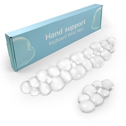 Gel Cloud Keyboard and Mouse Wrist Rest, Cute Wrist Support and Arm Support Keyboard Rest for Keyboard and Mouse Typing Pain Relief，Suitable for Office/Computer/Laptop/Gaming（White） - White